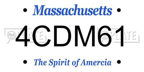 4CDM61 Massachusetts License Plate