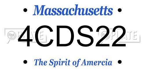 4CDS22 Massachusetts License Plate