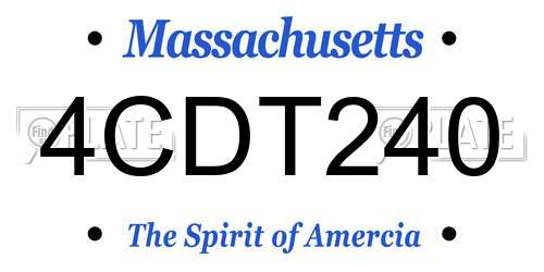 4CDT240 Massachusetts License Plate