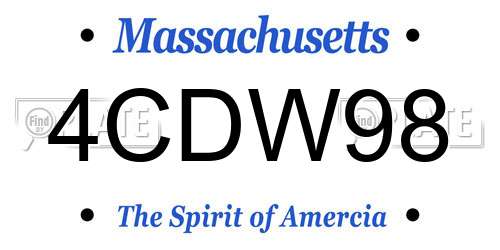 4CDW98 Massachusetts License Plate