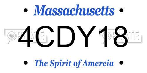 4CDY18 Massachusetts License Plate