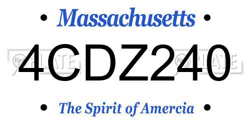 4CDZ240 Massachusetts License Plate