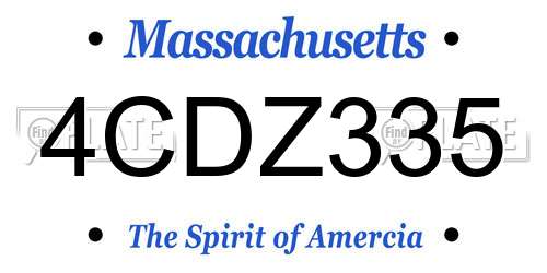 4CDZ335 Massachusetts License Plate