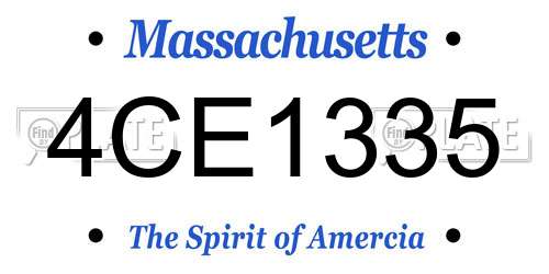 4CE1335 Massachusetts License Plate