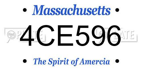 4CE596 Massachusetts License Plate