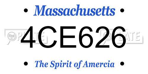 4CE626 Massachusetts License Plate