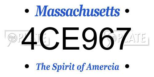 4CE967 Massachusetts License Plate