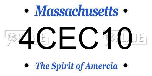 4CEC10 Massachusetts License Plate