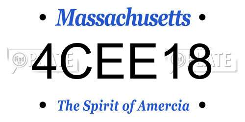 4CEE18 Massachusetts License Plate