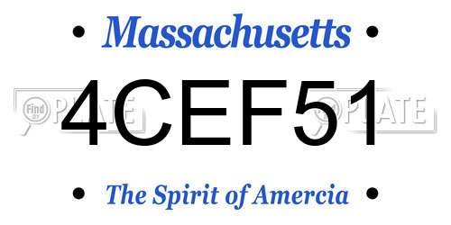 4CEF51 Massachusetts License Plate