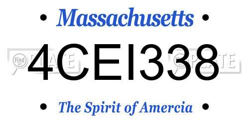 4CEI338 Massachusetts License Plate