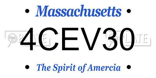 4CEV30 Massachusetts License Plate