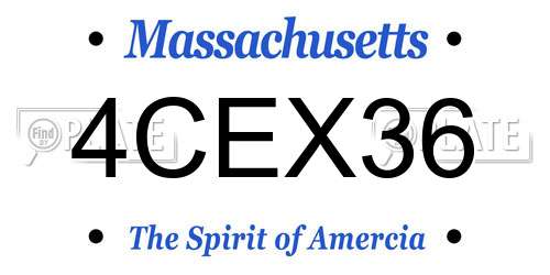 4CEX36 Massachusetts License Plate