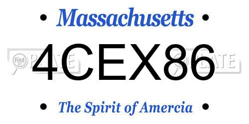 4CEX86 Massachusetts License Plate