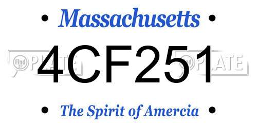 4CF251 Massachusetts License Plate