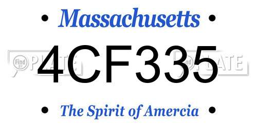 4CF335 Massachusetts License Plate