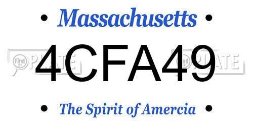 4CFA49 Massachusetts License Plate