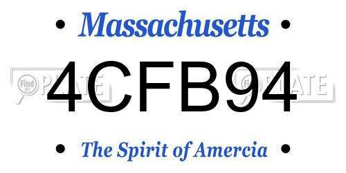 4CFB94 Massachusetts License Plate