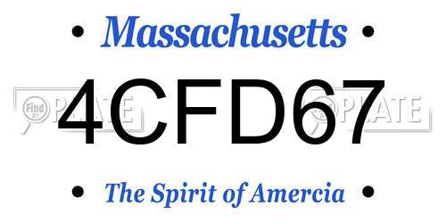 4CFD67 Massachusetts License Plate