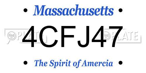 4CFJ47 Massachusetts License Plate