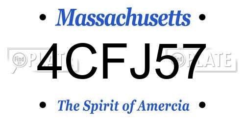 4CFJ57 Massachusetts License Plate