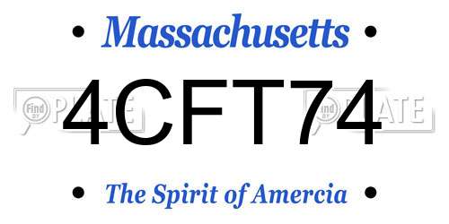 4CFT74 Massachusetts License Plate
