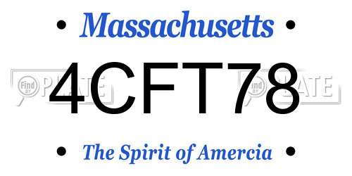 4CFT78 Massachusetts License Plate