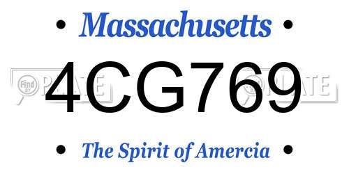 4CG769 Massachusetts License Plate