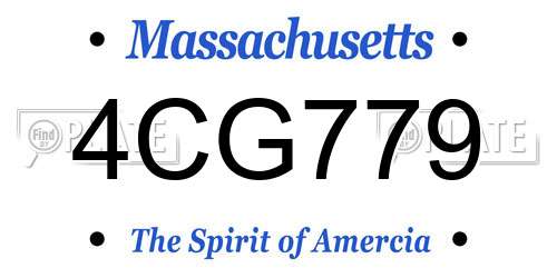 4CG779 Massachusetts License Plate
