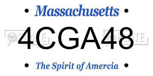 4CGA48 Massachusetts License Plate