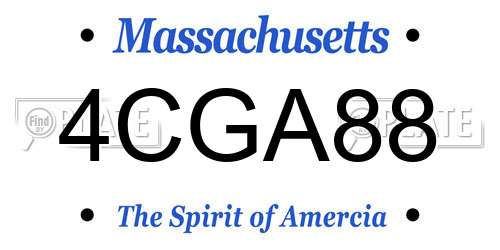 4CGA88 Massachusetts License Plate