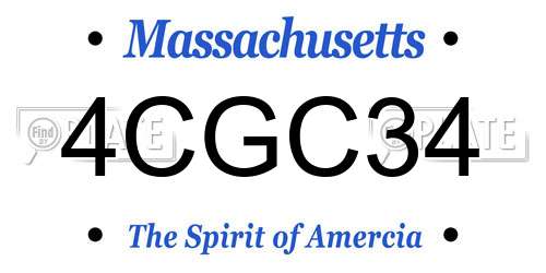 4CGC34 Massachusetts License Plate