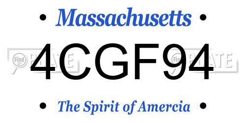 4CGF94 Massachusetts License Plate