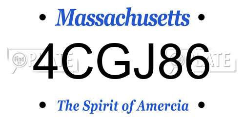 4CGJ86 Massachusetts License Plate