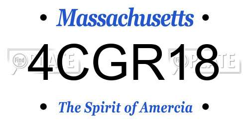 4CGR18 Massachusetts License Plate