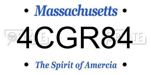 4CGR84 Massachusetts License Plate