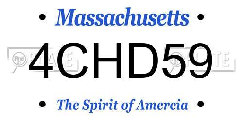 4CHD59 Massachusetts License Plate