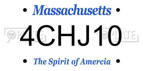 4CHJ10 Massachusetts License Plate