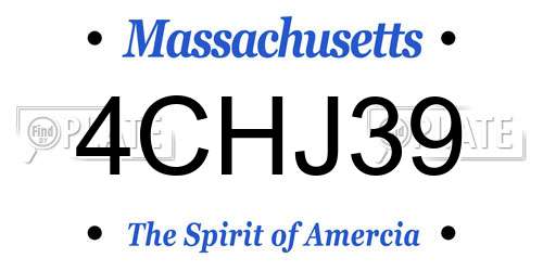 4CHJ39 Massachusetts License Plate