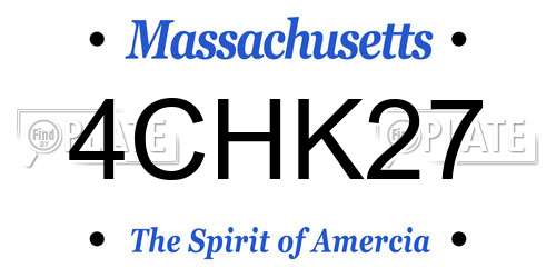 4CHK27 Massachusetts License Plate