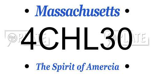 4CHL30 Massachusetts License Plate