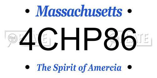 4CHP86 Massachusetts License Plate