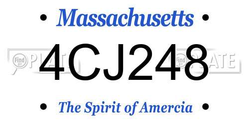 4CJ248 Massachusetts License Plate
