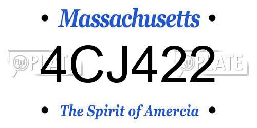4CJ422 Massachusetts License Plate