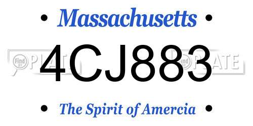 4CJ883 Massachusetts License Plate