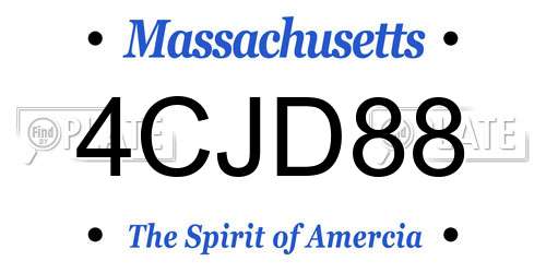 4CJD88 Massachusetts License Plate