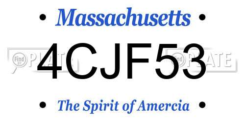 4CJF53 Massachusetts License Plate