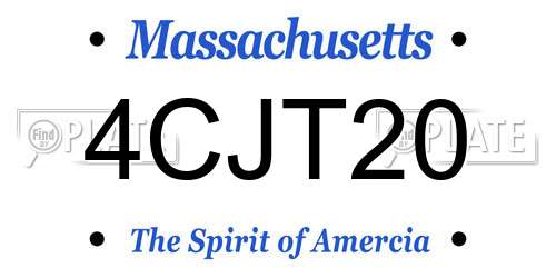 4CJT20 Massachusetts License Plate