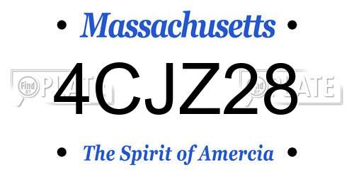 4CJZ28 Massachusetts License Plate