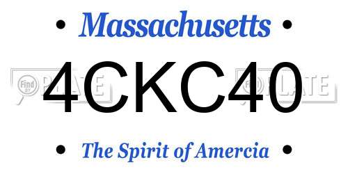 4CKC40 Massachusetts License Plate